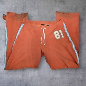 Y2K Abercrombie 81 Prep Orange Athletic Sweatpants Size Small Bell Bottom Flare